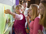 Visitors explore the Weather Discovery Center